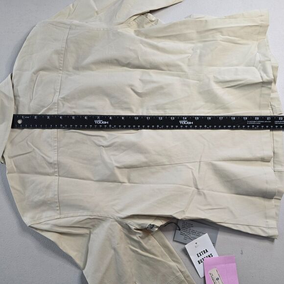 Classiques Entier Women's L Petite Beige Tan Button Down 3/4 Sleeve Collar NWT - Picture 9 of 16